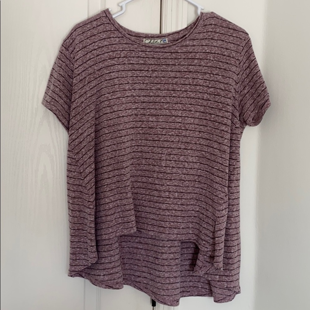 Chloe K striped Tee - purple and black